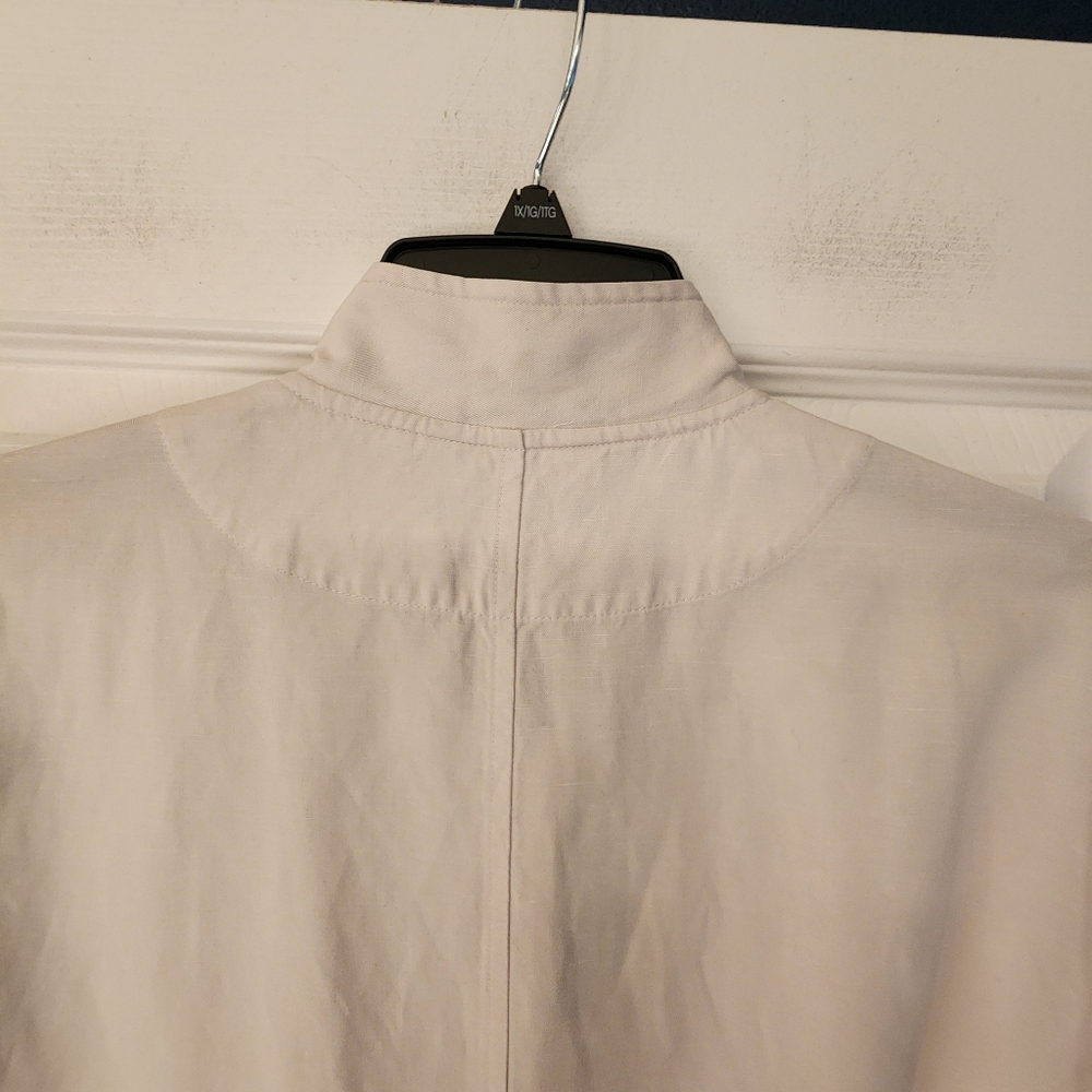 Eileen Fisher Ivory Long Button Front Coat - Picture 9 of 11
